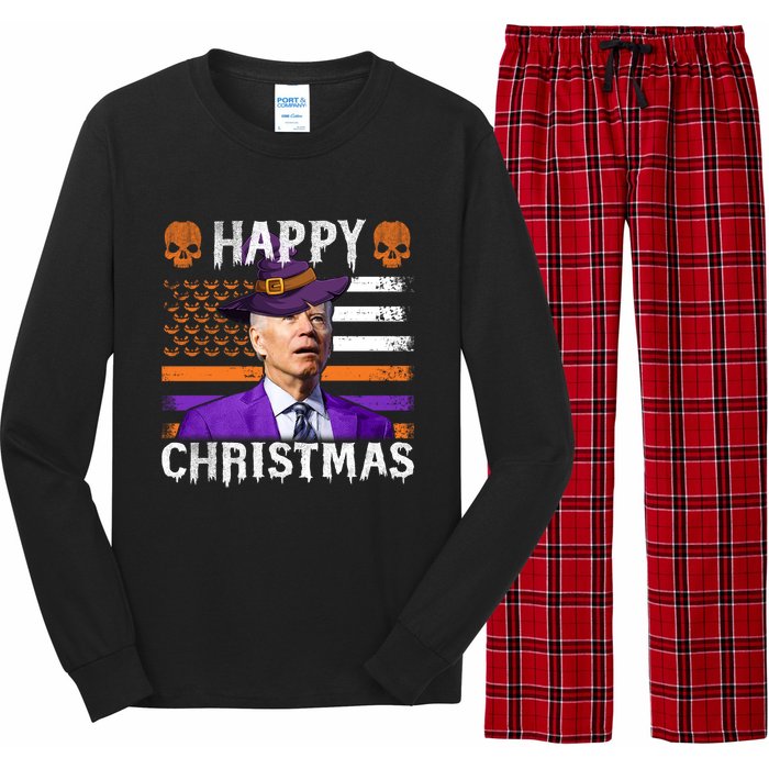 Joe Biden Happy Halloween Happy Christmas US Flag Long Sleeve Pajama Set