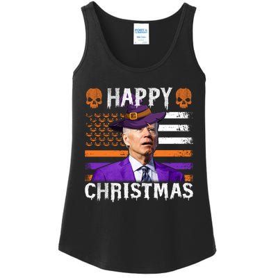 Joe Biden Happy Halloween Happy Christmas US Flag Ladies Essential Tank