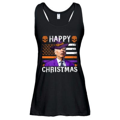 Joe Biden Happy Halloween Happy Christmas US Flag Ladies Essential Flowy Tank