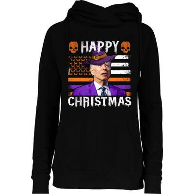 Joe Biden Happy Halloween Happy Christmas US Flag Womens Funnel Neck Pullover Hood