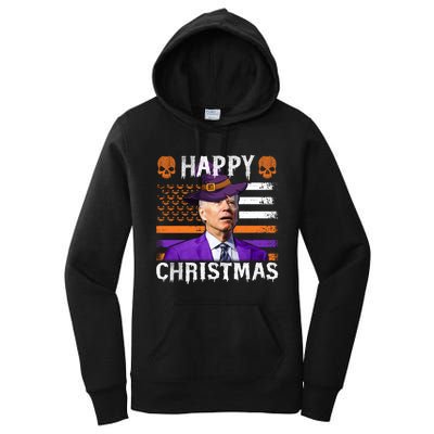 Joe Biden Happy Halloween Happy Christmas US Flag Women's Pullover Hoodie