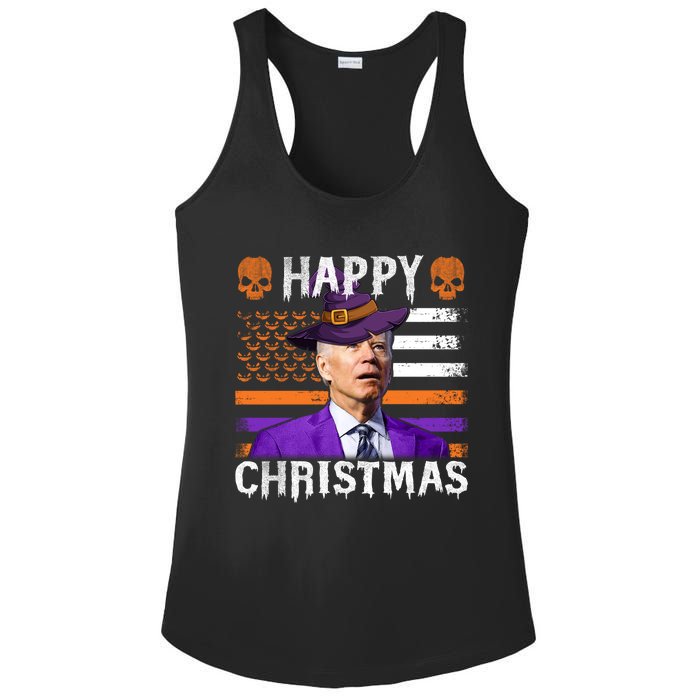 Joe Biden Happy Halloween Happy Christmas US Flag Ladies PosiCharge Competitor Racerback Tank