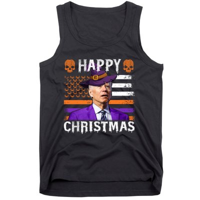 Joe Biden Happy Halloween Happy Christmas US Flag Tank Top