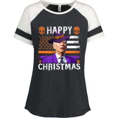 Joe Biden Happy Halloween Happy Christmas US Flag Enza Ladies Jersey Colorblock Tee