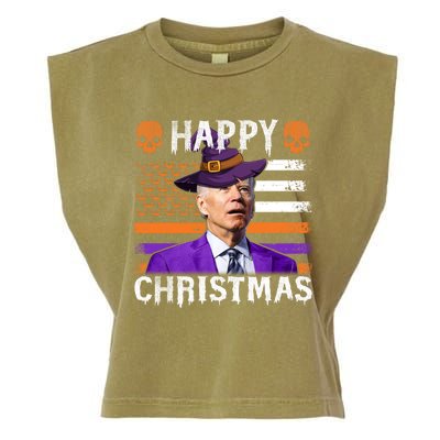 Joe Biden Happy Halloween Happy Christmas US Flag Garment-Dyed Women's Muscle Tee