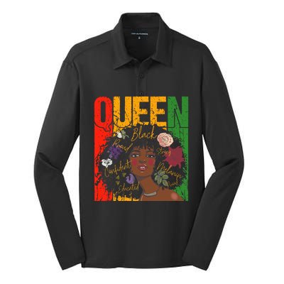 Juneteenth Black History Month Educated African Queen Silk Touch Performance Long Sleeve Polo