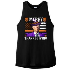 Joe Biden Happy Halloween Shirt Merry Thanksgiving US Flag Ladies PosiCharge Tri-Blend Wicking Tank