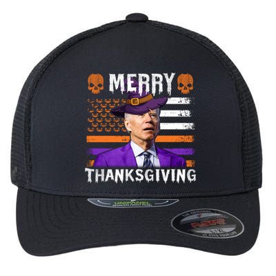 Joe Biden Happy Halloween Shirt Merry Thanksgiving US Flag Flexfit Unipanel Trucker Cap