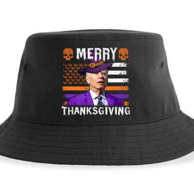 Joe Biden Happy Halloween Shirt Merry Thanksgiving US Flag Sustainable Bucket Hat