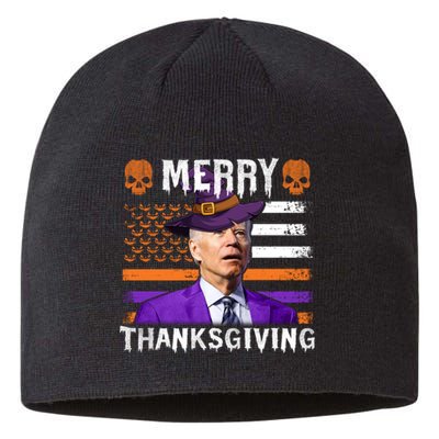 Joe Biden Happy Halloween Shirt Merry Thanksgiving US Flag Sustainable Beanie