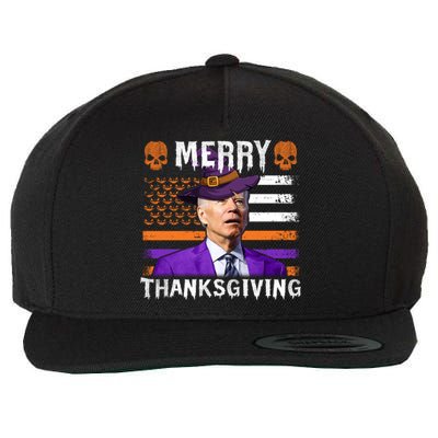 Joe Biden Happy Halloween Shirt Merry Thanksgiving US Flag Wool Snapback Cap