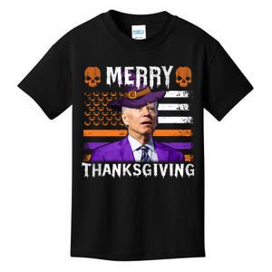 Joe Biden Happy Halloween Shirt Merry Thanksgiving US Flag Kids T-Shirt