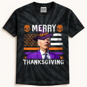 Joe Biden Happy Halloween Shirt Merry Thanksgiving US Flag Kids Tie-Dye T-Shirt