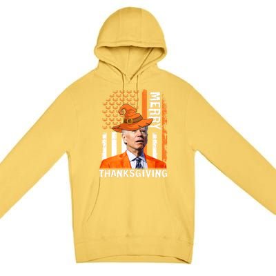 Joe Biden Happy Halloween Shirt Merry Thanksgiving US Flag Premium Pullover Hoodie