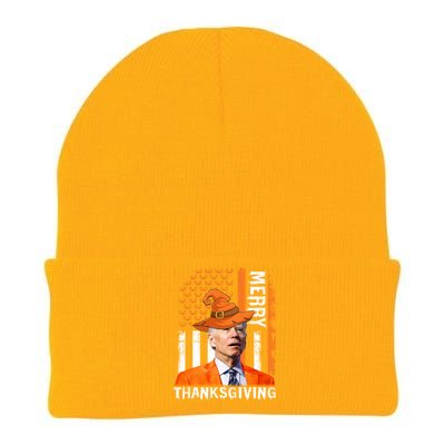 Joe Biden Happy Halloween Shirt Merry Thanksgiving US Flag Knit Cap Winter Beanie