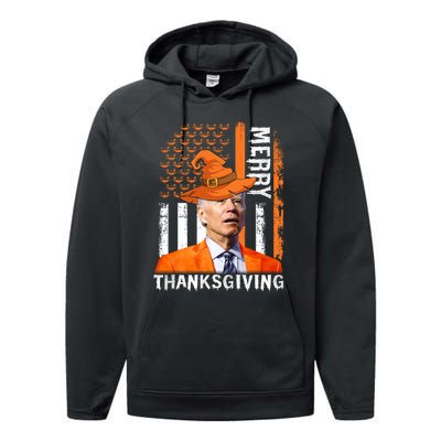 Joe Biden Happy Halloween Shirt Merry Thanksgiving US Flag Performance Fleece Hoodie