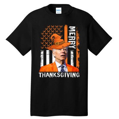 Joe Biden Happy Halloween Shirt Merry Thanksgiving US Flag Tall T-Shirt