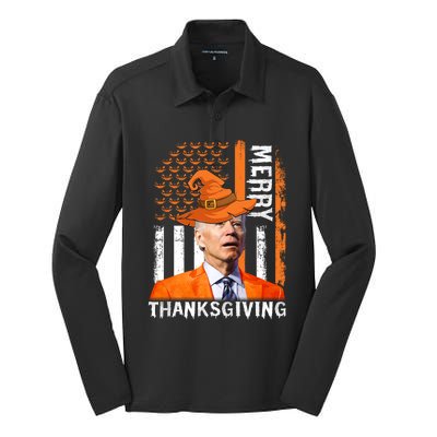 Joe Biden Happy Halloween Shirt Merry Thanksgiving US Flag Silk Touch Performance Long Sleeve Polo