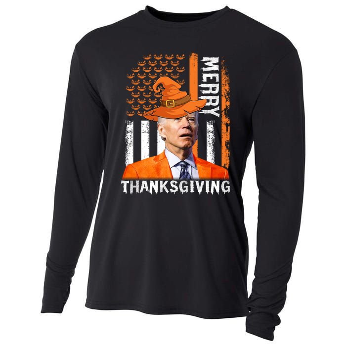 Joe Biden Happy Halloween Shirt Merry Thanksgiving US Flag Cooling Performance Long Sleeve Crew