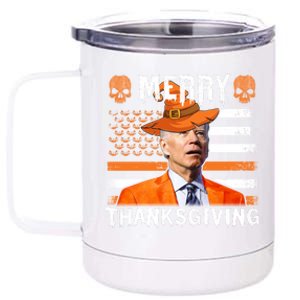 Joe Biden Happy Halloween Shirt Merry Thanksgiving US Flag 12 oz Stainless Steel Tumbler Cup