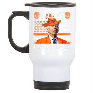 Joe Biden Happy Halloween Shirt Merry Thanksgiving US Flag Stainless Steel Travel Mug