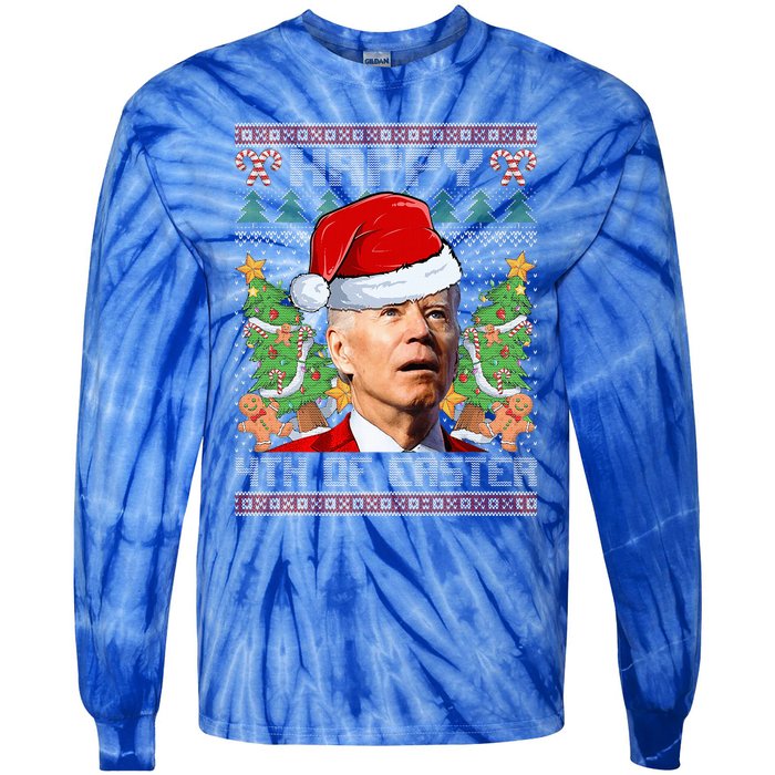 Joe Biden Happy 4th Easter Ugly Christmas Sweater  Tie-Dye Long Sleeve Shirt