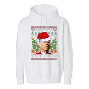 Joe Biden Happy 4th Easter Ugly Christmas Sweater  Garment-Dyed Fleece Hoodie