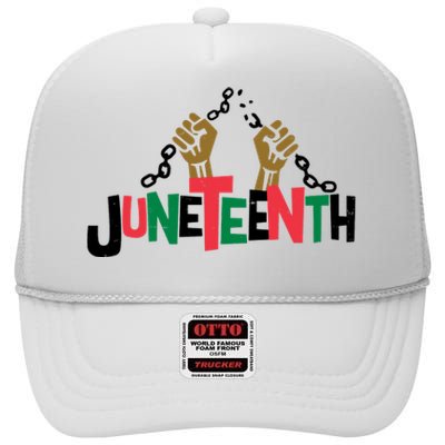 Juneteenth Black History Month Freedom High Crown Mesh Back Trucker Hat