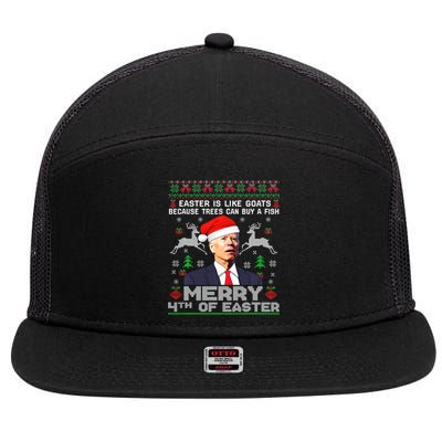 Joe Biden Happy 4th Easter Ugly Christmas Gift 7 Panel Mesh Trucker Snapback Hat