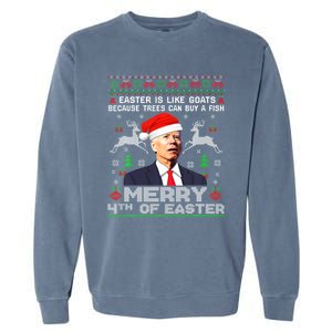 Joe Biden Happy 4th Easter Ugly Christmas Gift Garment-Dyed Sweatshirt