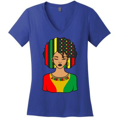 Juneteenth Black History Month Celebration Graphic Cool Gift Women's V-Neck T-Shirt