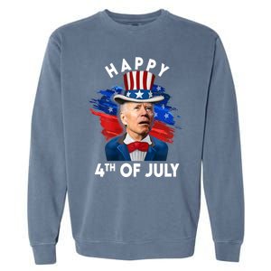 Joe Biden Happy Fourth Of July Funny Gift Usa Flag Memorial Day Cool Gift Garment-Dyed Sweatshirt