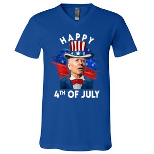 Joe Biden Happy Fourth Of July Funny Gift Usa Flag Memorial Day Cool Gift V-Neck T-Shirt