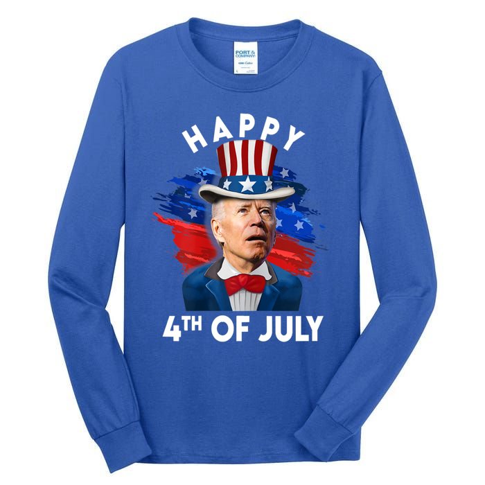 Joe Biden Happy Fourth Of July Funny Gift Usa Flag Memorial Day Cool Gift Tall Long Sleeve T-Shirt