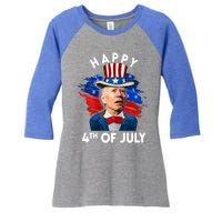 Joe Biden Happy Fourth Of July Funny Gift Usa Flag Memorial Day Cool Gift Women's Tri-Blend 3/4-Sleeve Raglan Shirt