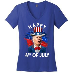 Joe Biden Happy Fourth Of July Funny Gift Usa Flag Memorial Day Cool Gift Women's V-Neck T-Shirt