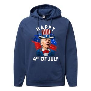 Joe Biden Happy Fourth Of July Funny Gift Usa Flag Memorial Day Cool Gift Performance Fleece Hoodie