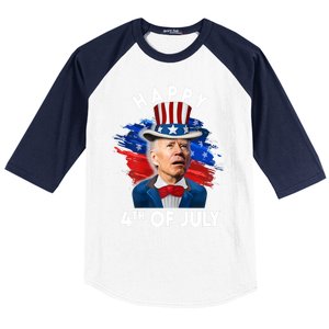 Joe Biden Happy Fourth Of July Funny Gift Usa Flag Memorial Day Cool Gift Baseball Sleeve Shirt