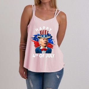 Joe Biden Happy Fourth Of July Funny Gift Usa Flag Memorial Day Cool Gift Women's Strappy Tank