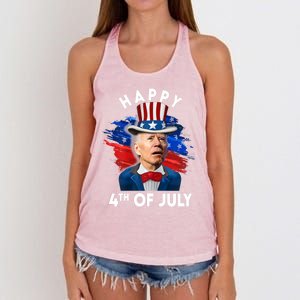 Joe Biden Happy Fourth Of July Funny Gift Usa Flag Memorial Day Cool Gift Women's Knotted Racerback Tank