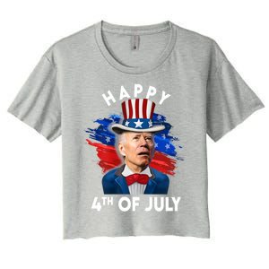 Joe Biden Happy Fourth Of July Funny Gift Usa Flag Memorial Day Cool Gift Women's Crop Top Tee