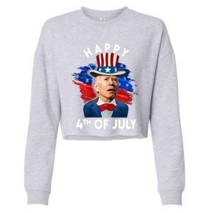 Joe Biden Happy Fourth Of July Funny Gift Usa Flag Memorial Day Cool Gift Cropped Pullover Crew