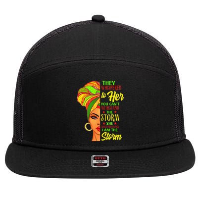 Juneteenth Black History African Man Afro I Am The Storm 7 Panel Mesh Trucker Snapback Hat