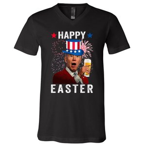 Joe Biden Happy Easter 4th Of July For Funny Independent Day V-Neck T-Shirt