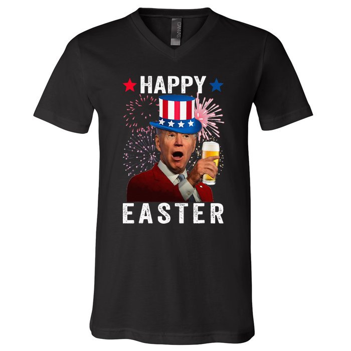 Joe Biden Happy Easter 4th Of July For Funny Independent Day V-Neck T-Shirt