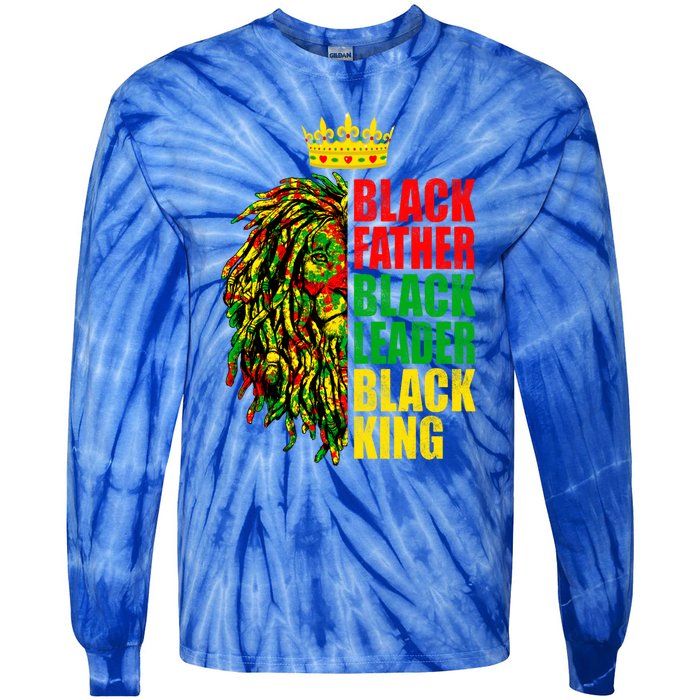 Juneteenth Black History Month Lion Black Father Leader Gift Tie-Dye Long Sleeve Shirt