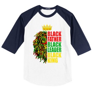 Juneteenth Black History Month Lion Black Father Leader Gift Baseball Sleeve Shirt