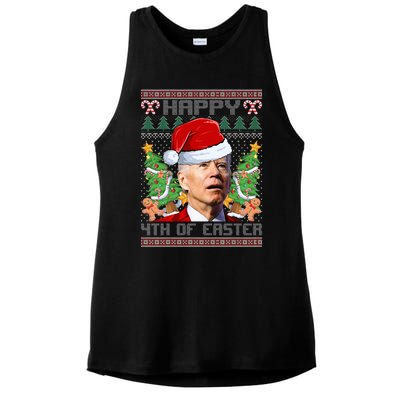 Joe Biden Happy 4th Easter Ugly Christmas Sweater  Ladies PosiCharge Tri-Blend Wicking Tank