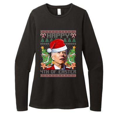 Joe Biden Happy 4th Easter Ugly Christmas Sweater  Womens CVC Long Sleeve Shirt