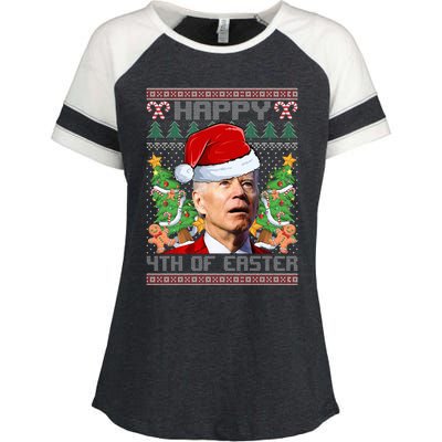 Joe Biden Happy 4th Easter Ugly Christmas Sweater  Enza Ladies Jersey Colorblock Tee